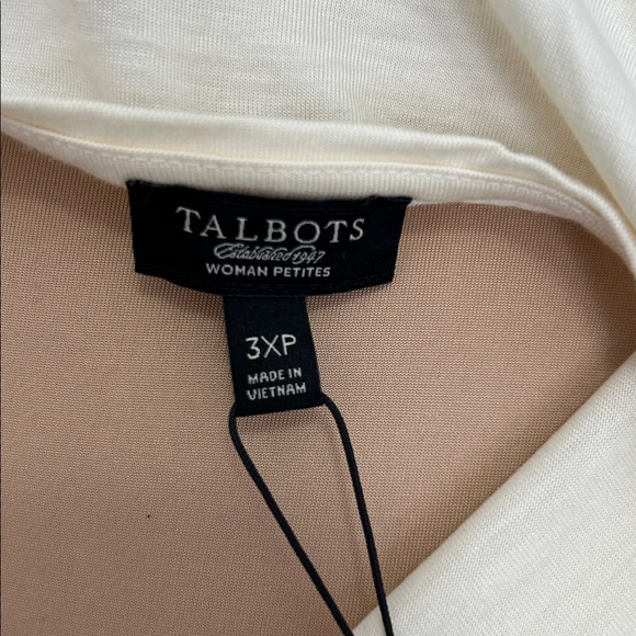 Talbots Cream Ruffle Front Tee - Picture 8 of 9